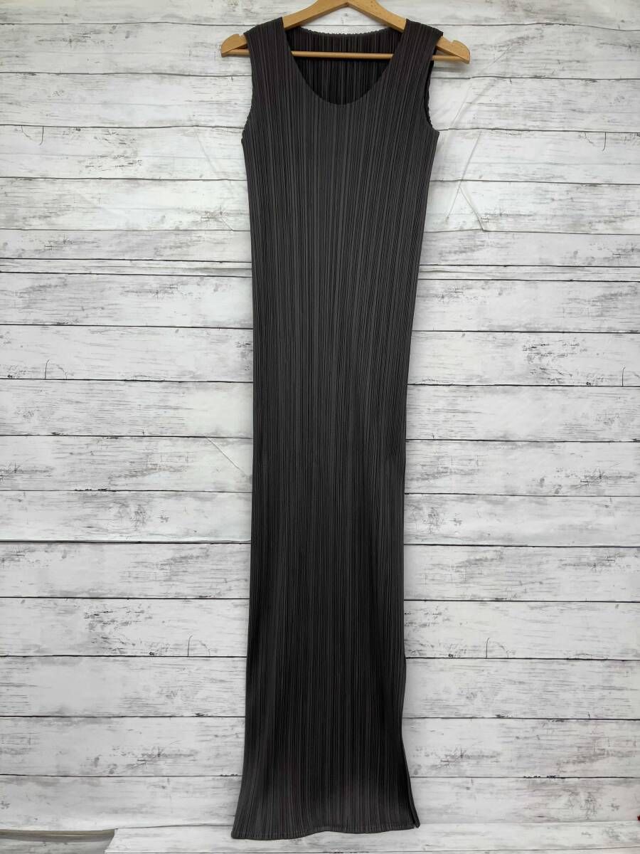 PLEATS PLEASE/ノースリーブワンピース/PP04-JH616/グレー/00AW/Lサイズ
