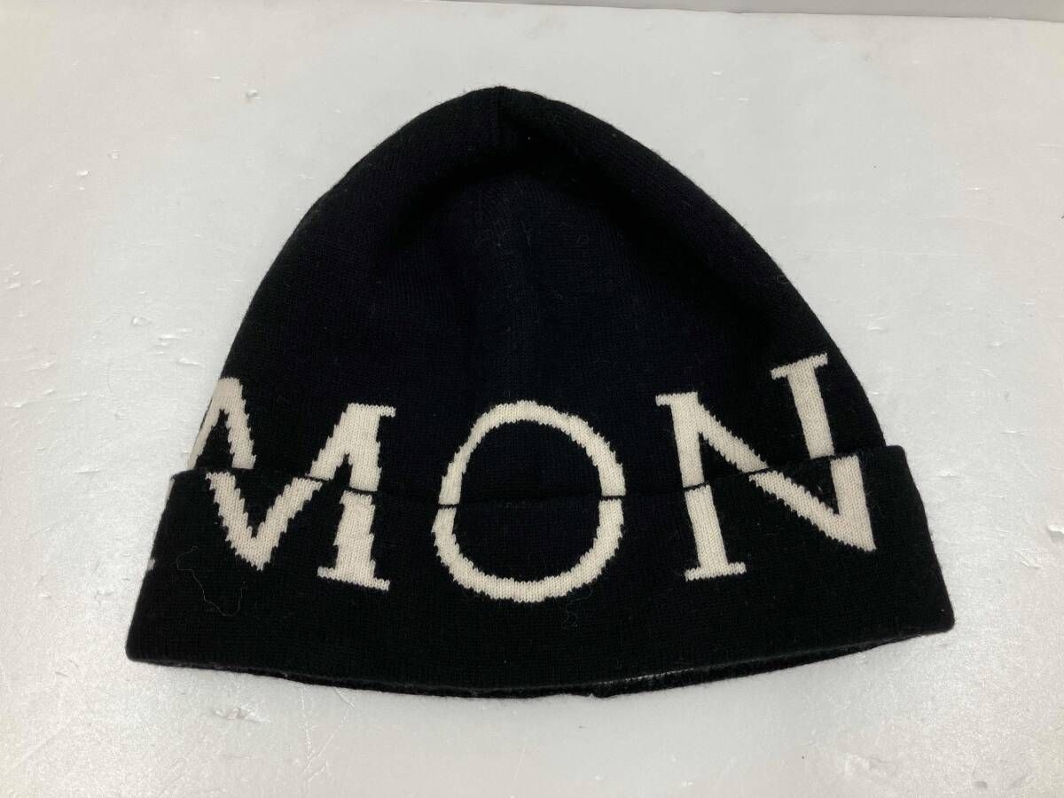 MONCLER モンクレール ロゴレタリングビーニー ニット帽 ユニセックス イタリア製 ブラック ホワイト 冬