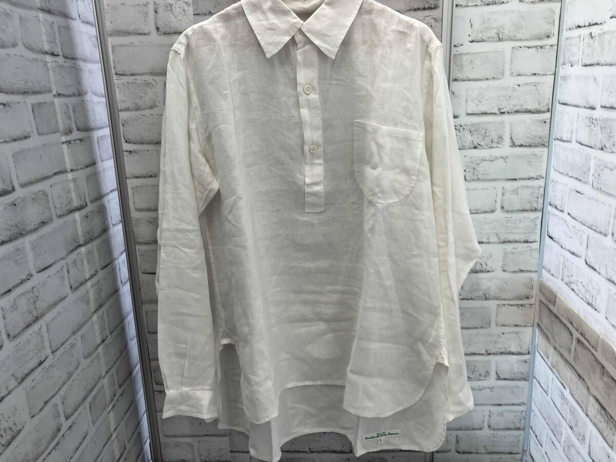 Old Town ／ 長袖シャツ ／ 古着 90s ／ リネンシャツ ／ whiteホワイト ／ サイズL／オールドタウン