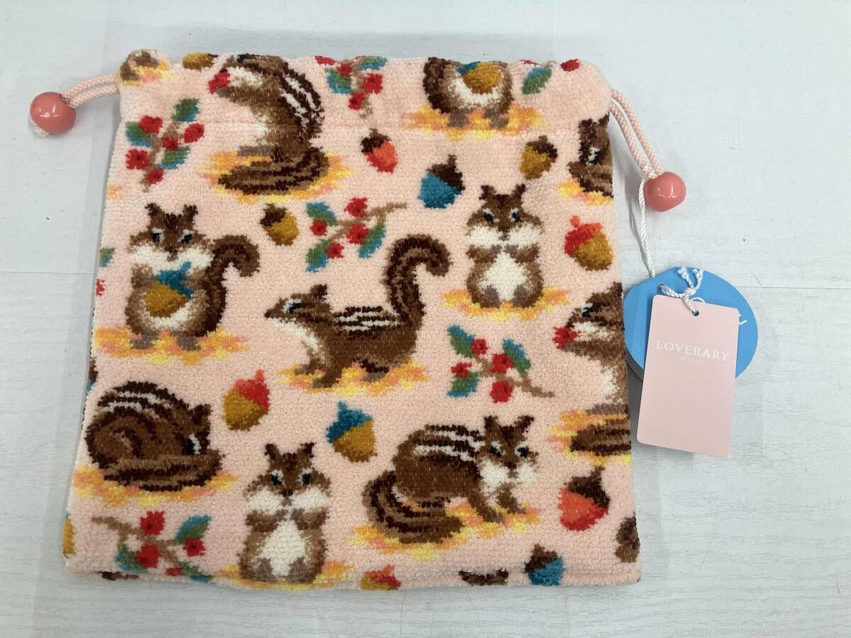 美品／LOVERARY BY FEILER／シマシマリス／巾着ポーチ／60065／新品タグ付き／ラブラリーバイフェイラー