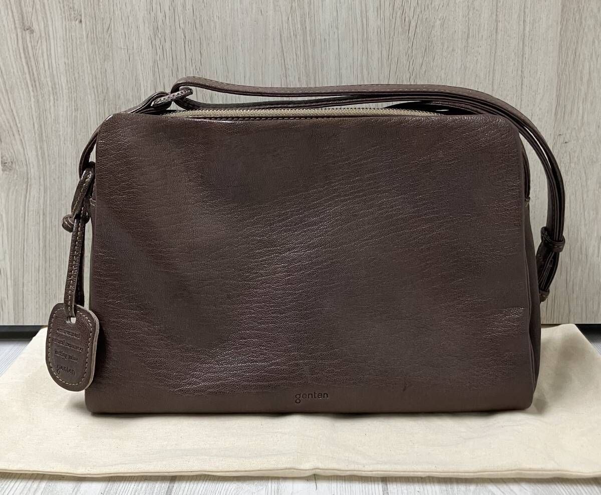 genten ゲンテン ゴートベーシック レザー ショルダーバッグ ブラウン