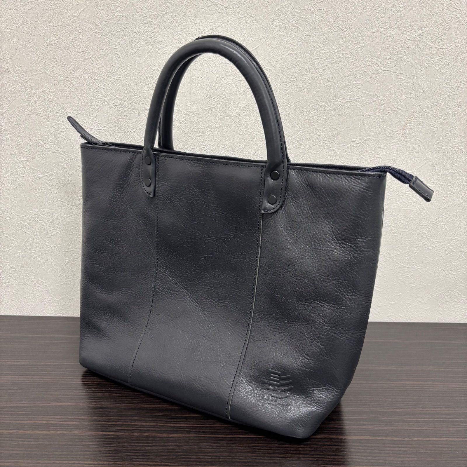 未使用 HARVEST LABEL 髭バッグ レザートートバッグ ネイビー 紺