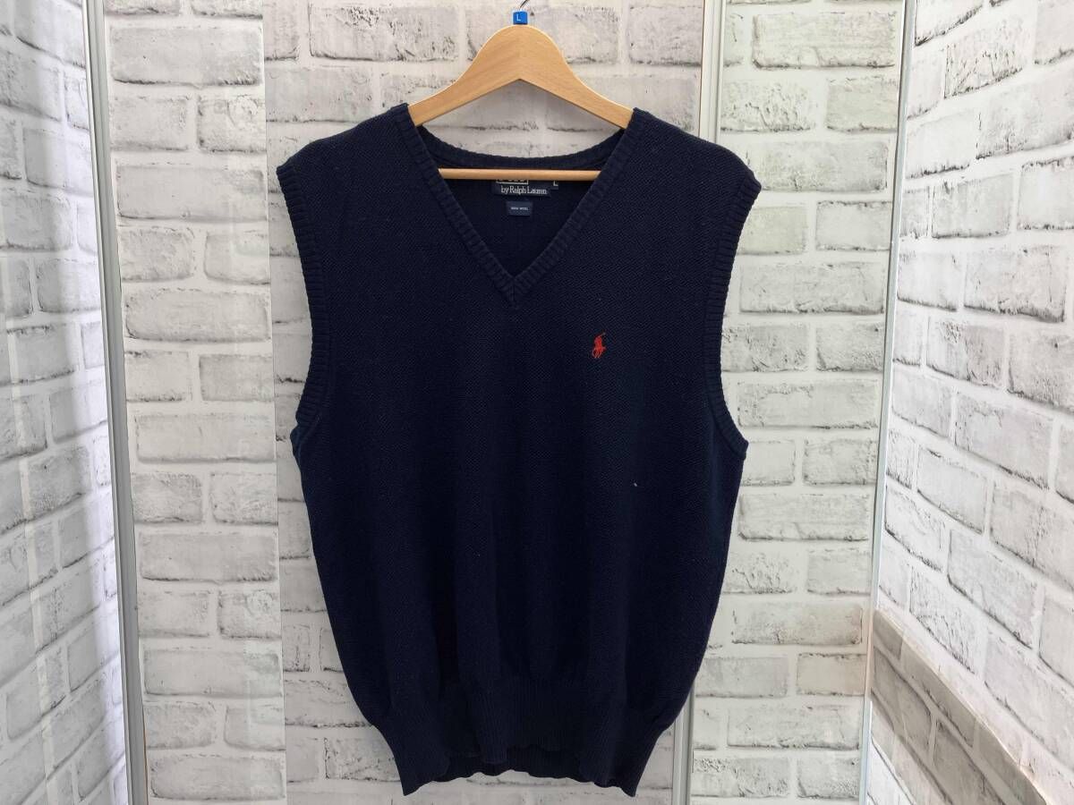 Polo by Ralph Lauren ／ ポロラルフローレン ／ ニットベスト ／ 古着 ／ 90s ／ ウール ／ Lサイズ ／ ネイビー