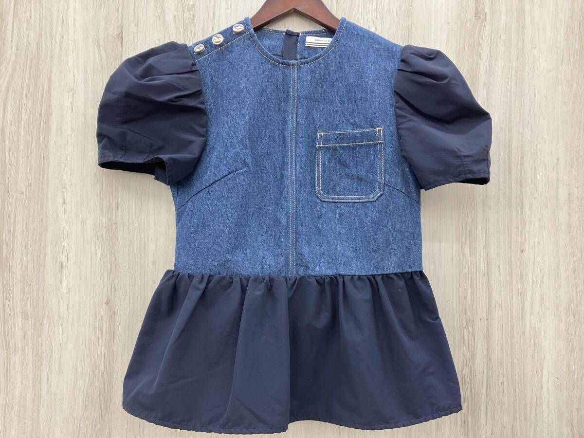 BORDERS at BALCONY 半袖シャツ カットソー サイズ38 BD2221-3C-07 ミックスマッチ デニム トップス インディゴ × ネイビー