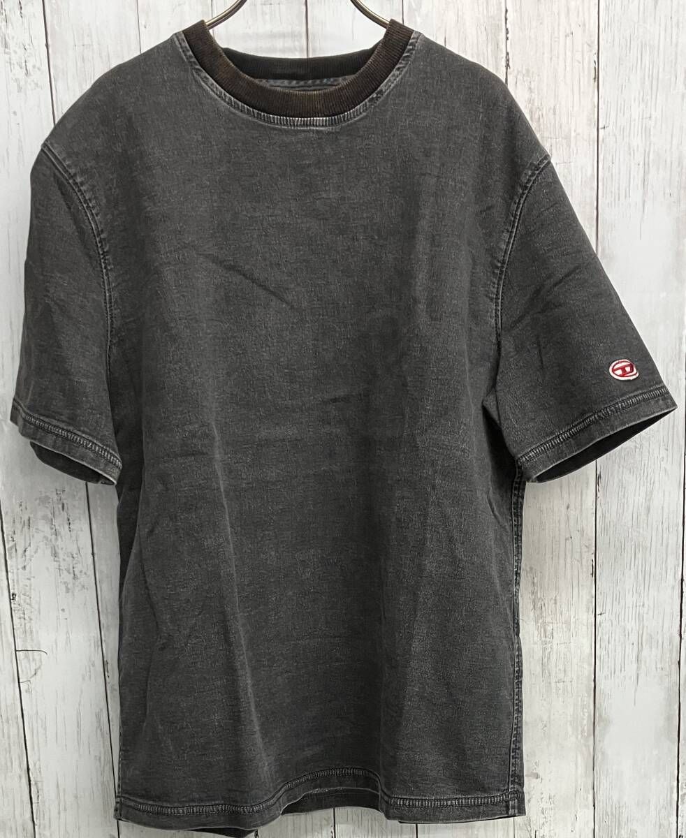 DIESEL 半袖Tシャツ ディーゼル ヴィンテージ加工 クルーネック ブラック size XL