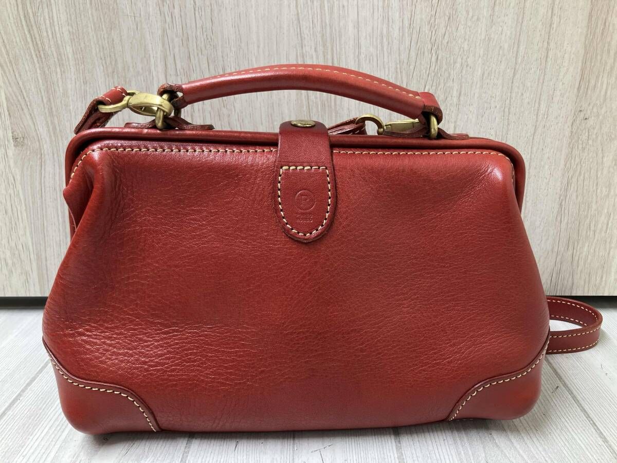 PORCO ROSSO ポルコロッソ 口枠 ショルダーバッグ 本革 がま口 レッド 