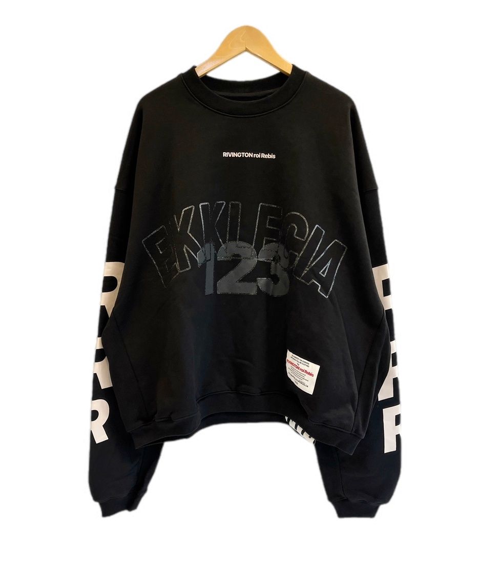 リヴィントンロイレビス RRR123 RIVINGTON roi Rebi ekklecia printed cotton sweatshirt プリントスウェット 黒 スウェット ブラック 101MT-6348