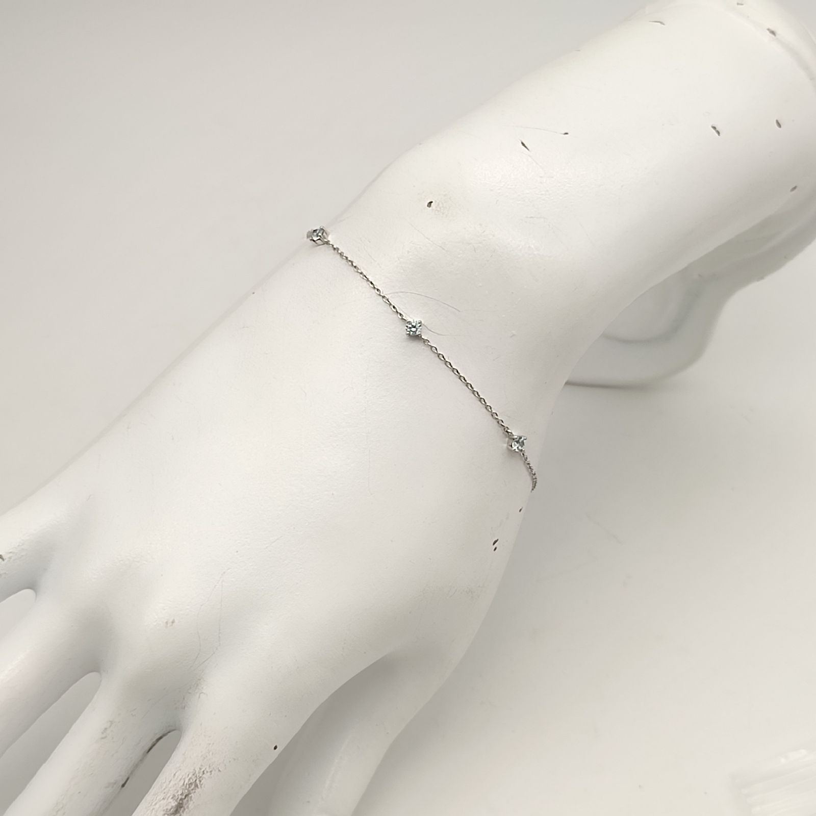 美品】canal 4℃ カナルヨンドシー アクアマリンチェーンブレスレット 