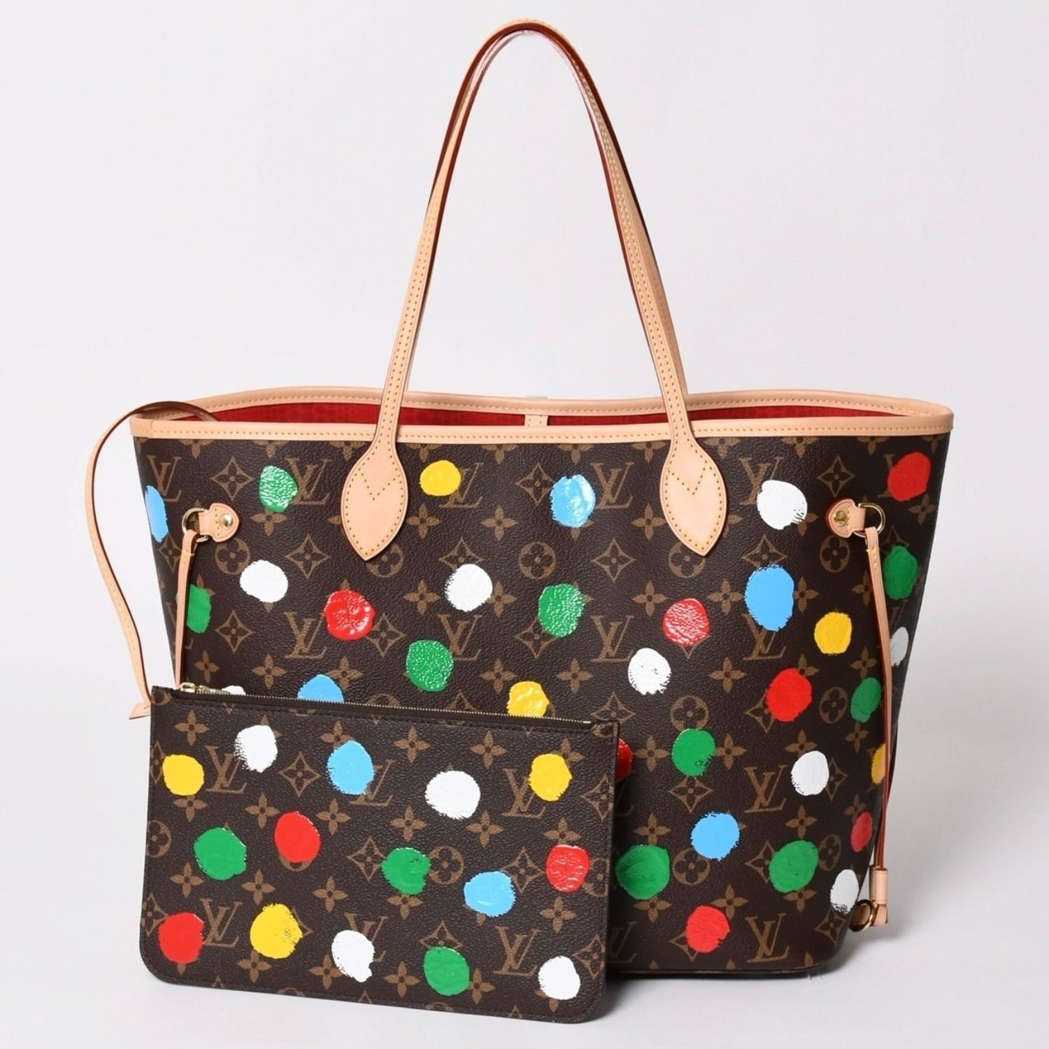 新品同様 LOUIS VUITTON ルイヴィトン LV×YK ネヴァーフルＭＭ M46381 草間彌生 モノグラム ブラウン 中古 4a002836