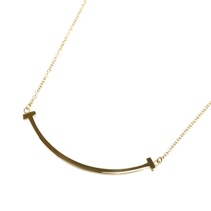 TIFFANY&Co. ティファニー K18YG イエローゴールド Tスマイル スモール ネックレス 60011679 2.9g 46cm レディース 中古 美品