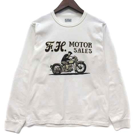 ザ フラットヘッド THE FLAT HEAD 長袖 Tシャツ ロンT MOTOR SALES ホワイト 白 38 FN-THCL-103