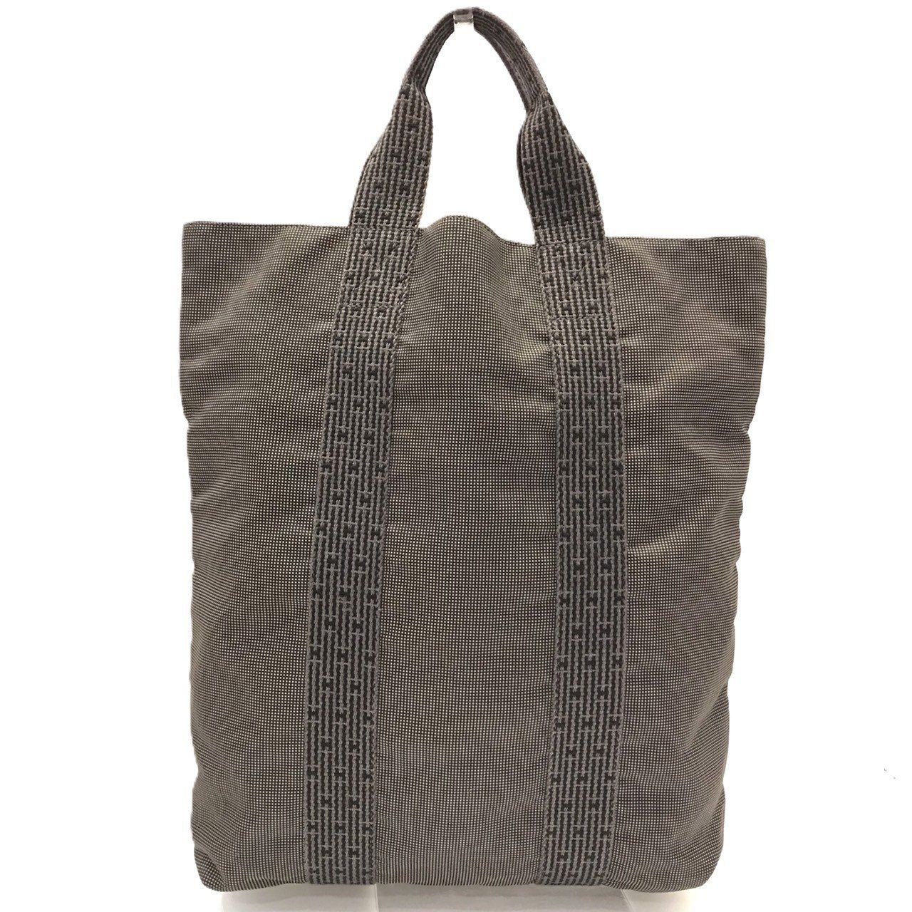 エルメス エールライン カバス トートバッグ キャンバス グレー ハンドバッグ Hロゴ HERMES ABランク 中古