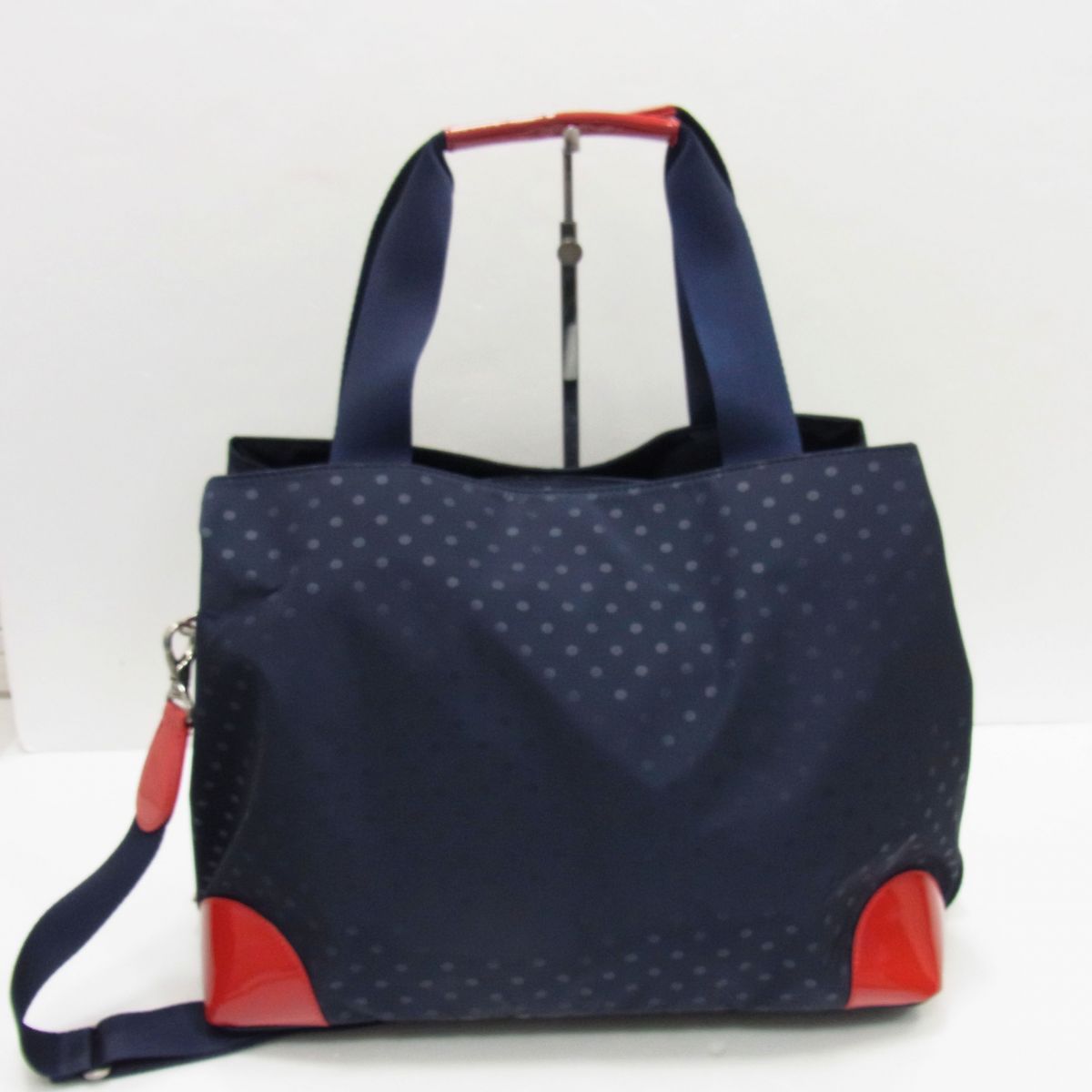 定価23,100円☆agnes b 2WAY ボストンバッグ ネイビー ドット柄 軽量 