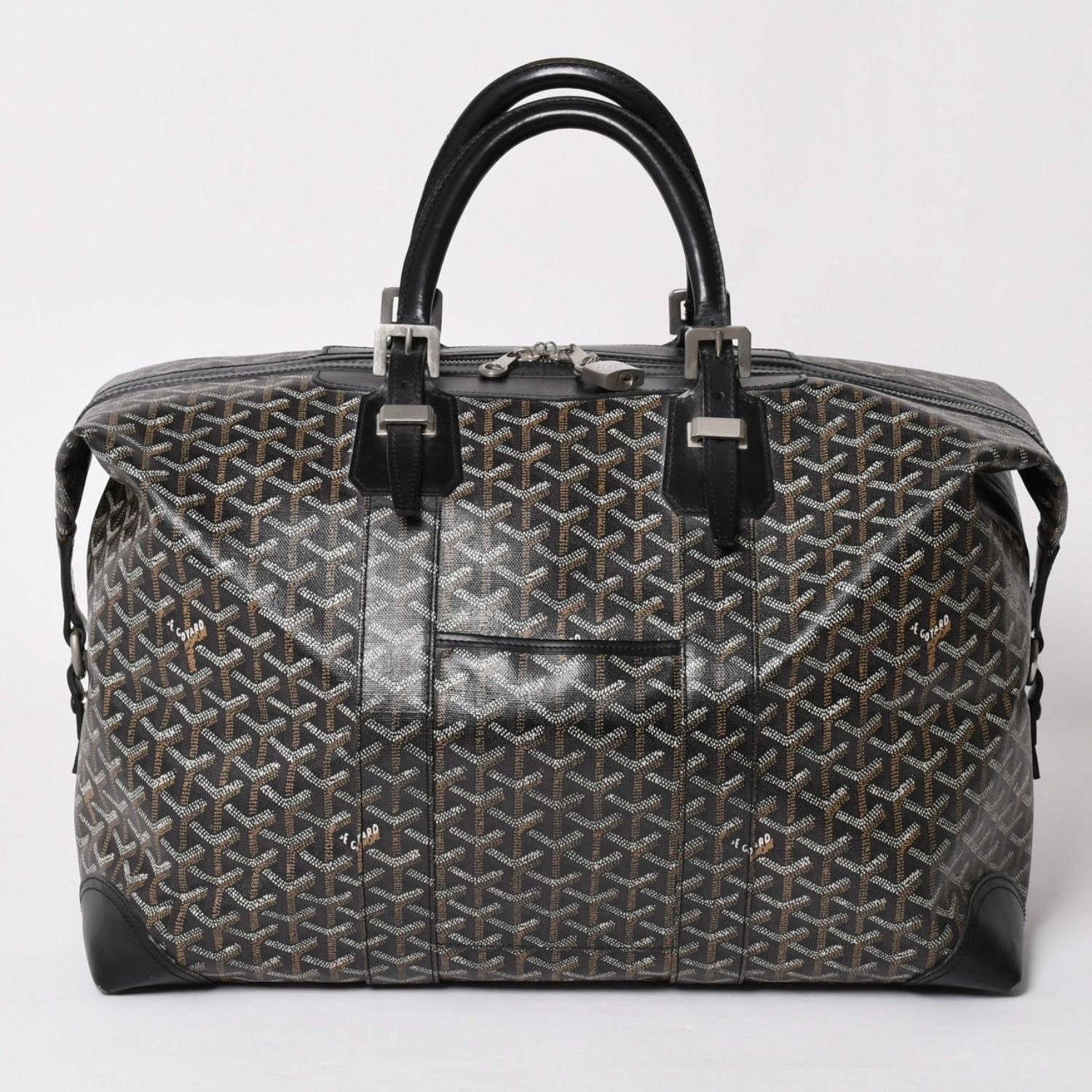 GOYARD ゴヤール ボストンバッグ ビジネスバッグ ハンドバッグ トラベルバッグ ボーイング45 PVC シルバー金具 美品 中古 4a002473
