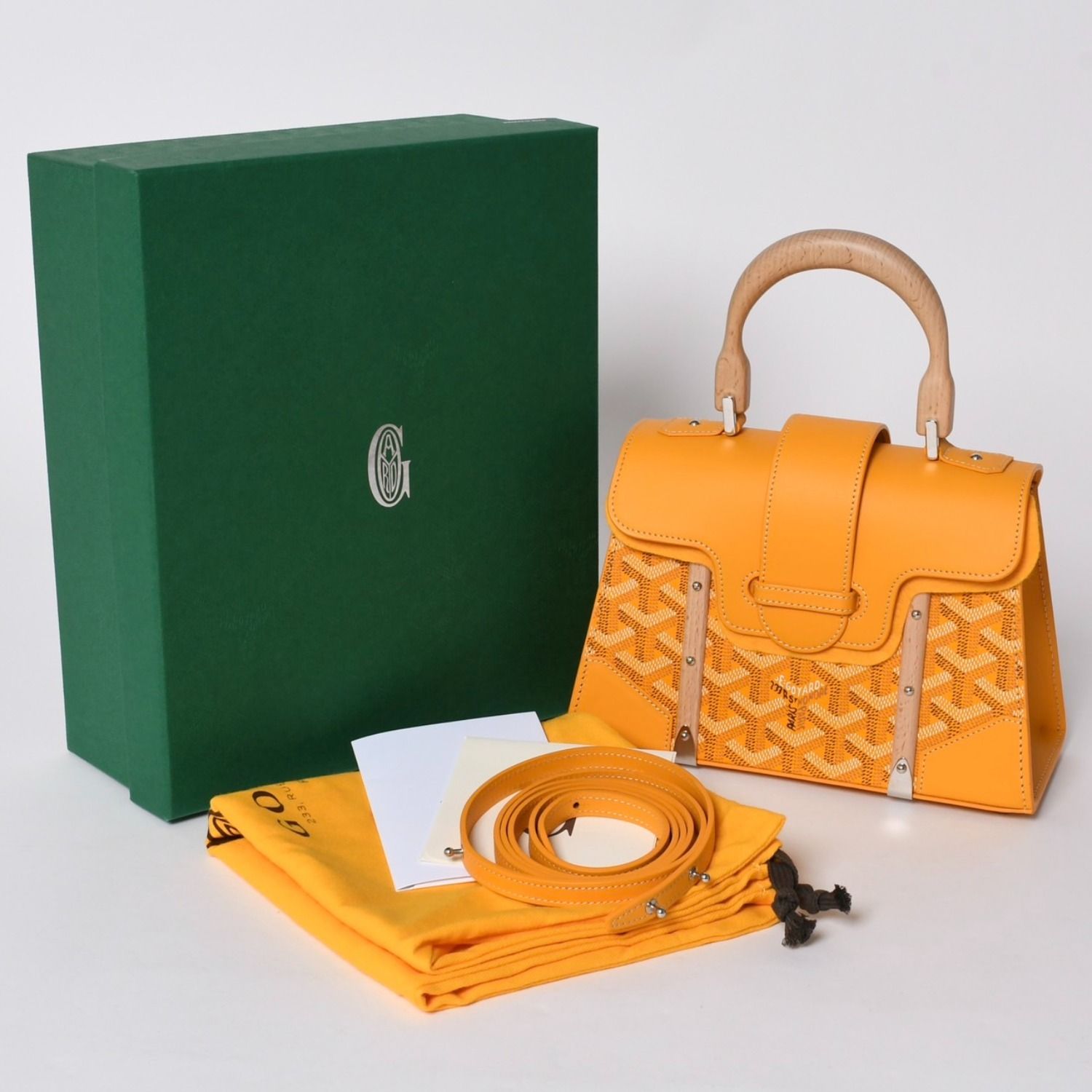 新品同様 GOYARD ゴヤール サイゴンミニ ストラクチャード　2WAYショルダーバッグ ハンドバッグ ゴヤールディンキャンバス ウッド イエロー 中古 4a002799