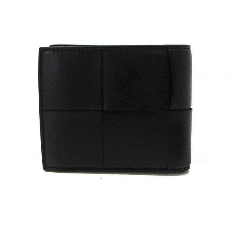 【三重本店】 中古 BOTTEGA VENETA | ボッテガヴェネタ 二つ折り財布 カセット 649605 マキシイントレチャート ブラック 【125】