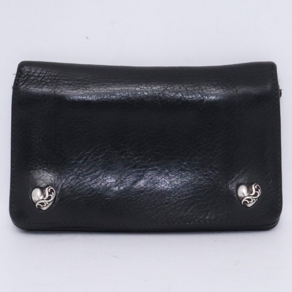 CHROME HEARTS 1ジップハートボタンレザーウォレット ブラック