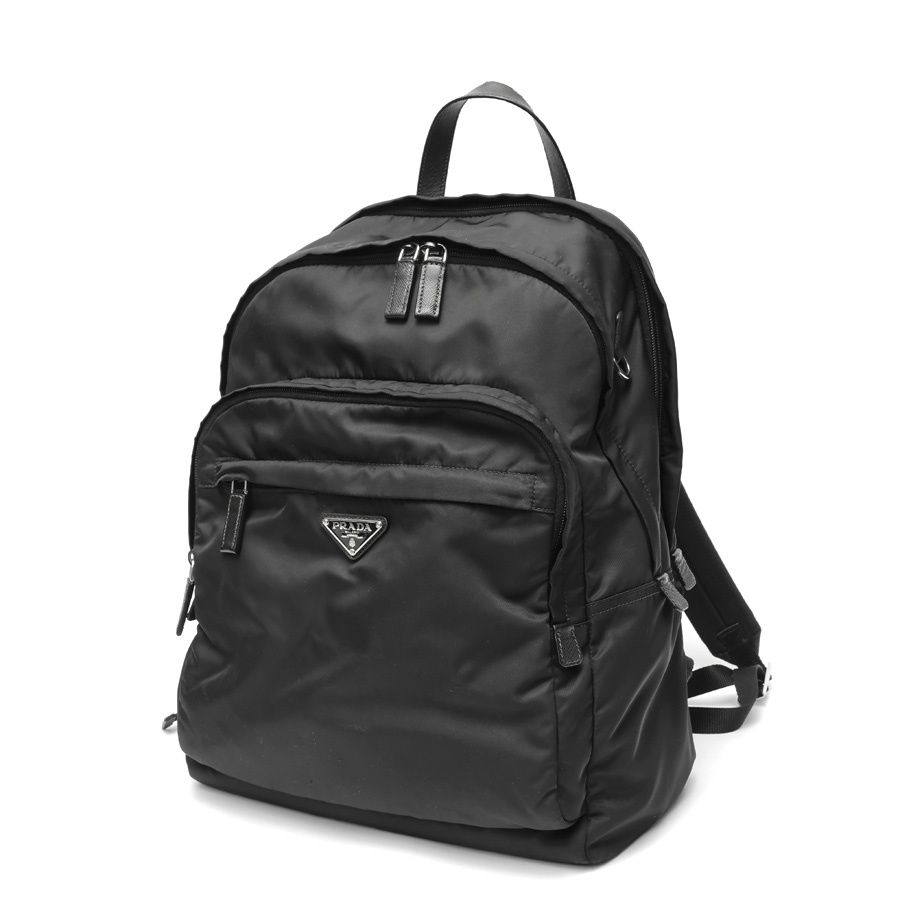 プラダ / PRADA　Re-Nylon x サフィアーノレザー バックパック / リュックサック　2VZ048　ナイロン　ブラック 【中古】 プラダ / PRADA Re-Nylon x サフィアーノレザー バックパック
