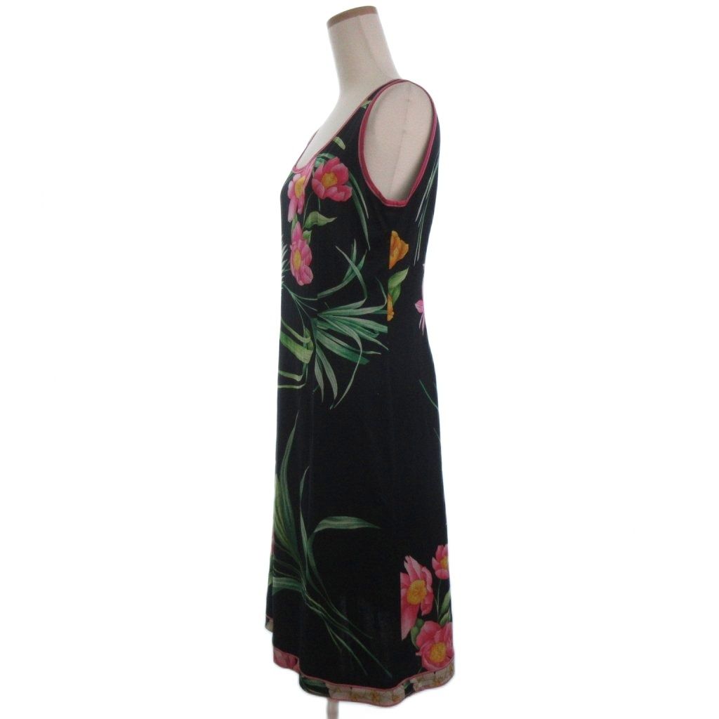 LEONARD 花柄 ノースリーブ ワンピース レオナール LEONARD FASHION 花柄 ノースリーブ ワンピース ブラック系