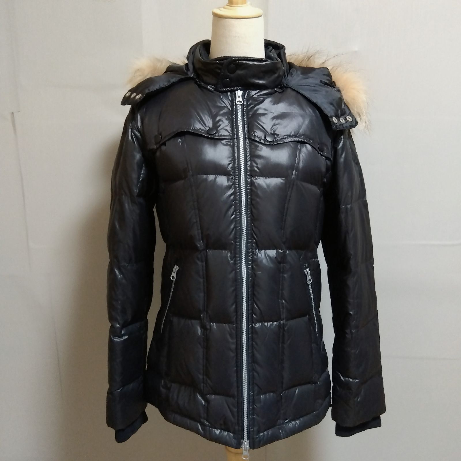 SIMPLICITE PLUS シンプリシテプリュス ナイロン ジャケット ブラック ファー付き 40 AB1-11