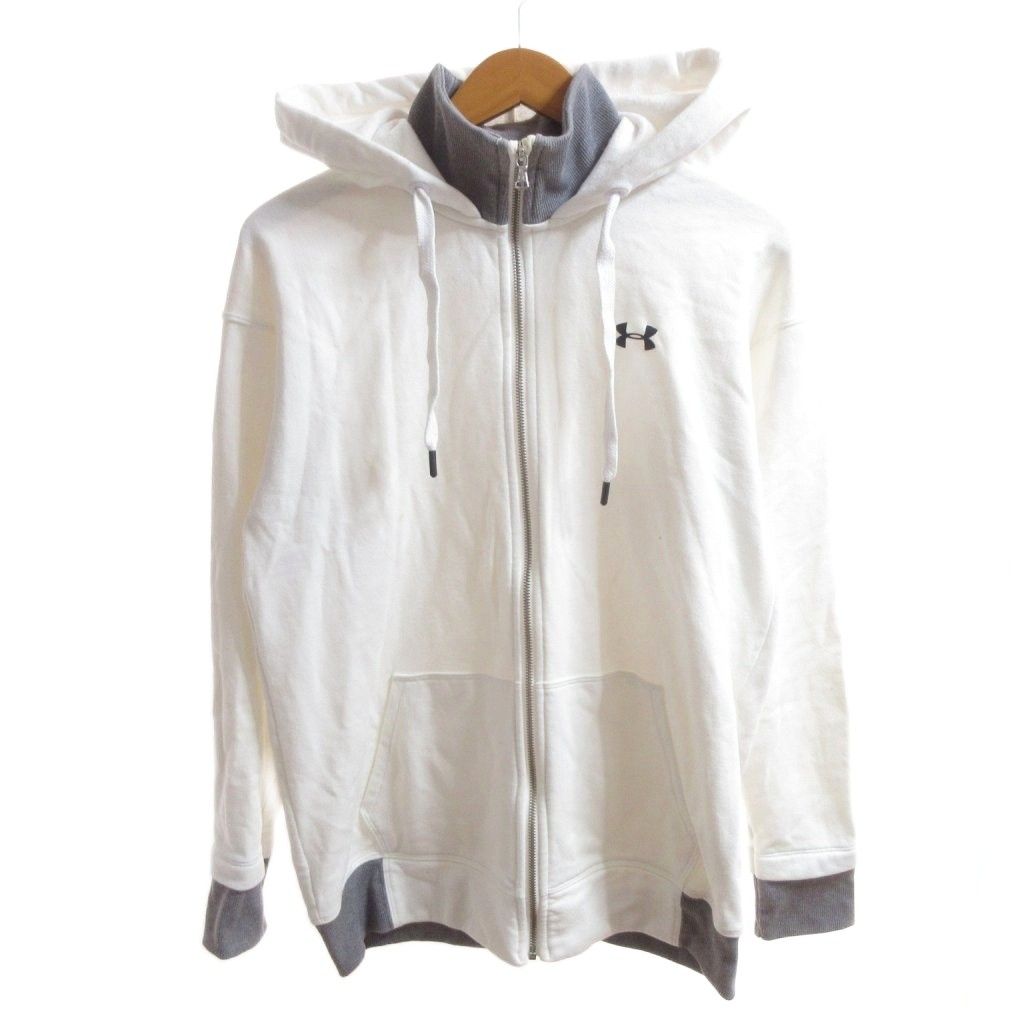アンダーアーマー UNDER ARMOUR パーカー L 白 ホワイト ジップアップ 