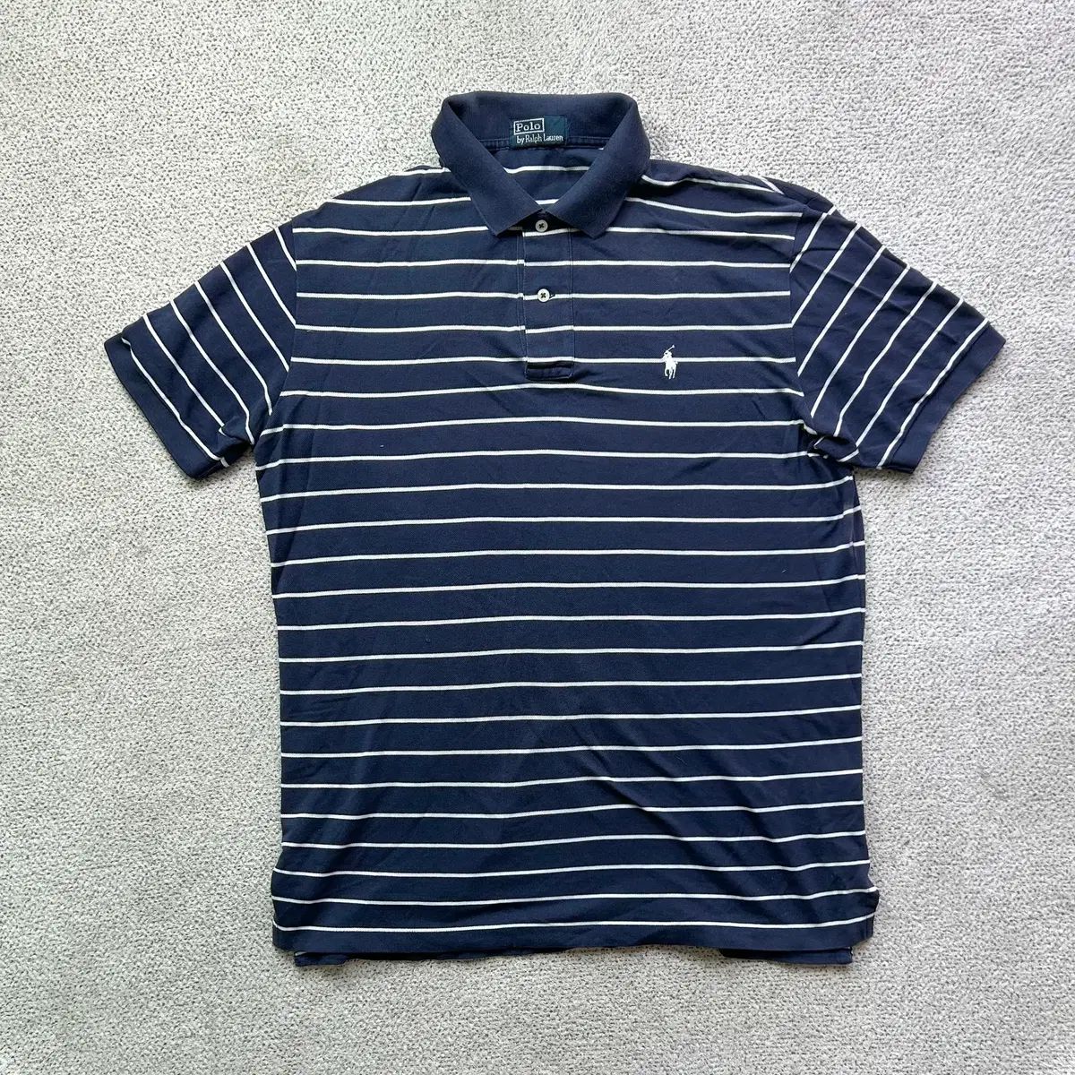 ポロラルフローレン ネイビーストライプ 半袖 カラーTシャツ ピケシャツ 100