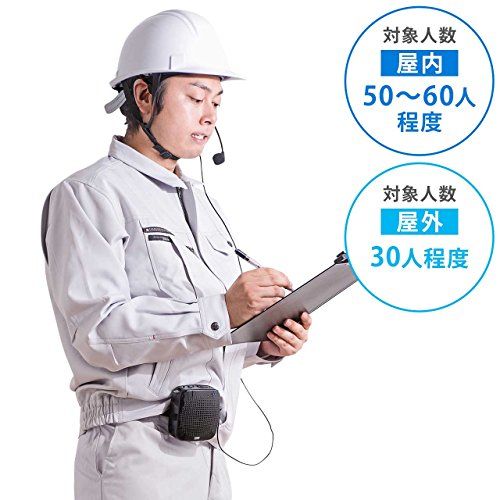 サンワダイレクト ポータブル拡声器 【音楽同時再生で、BGMを流せる！】 マイク付 USB/microSD 対応 ハンズフリー 最大10W 小型 1個 400-SP065★m 706b79f8