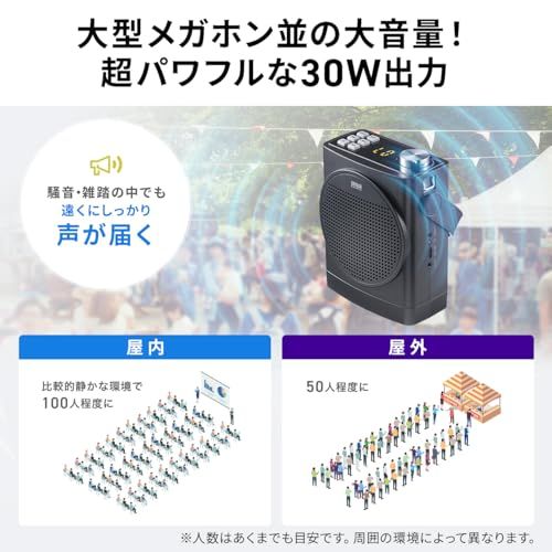 サンワダイレクト 拡声器 ハンズフリー ワイヤレス 有線マイク 高出力30W 小型 ポータブル拡声器 ハンズフリー拡声器 400-SP115★m e93a0b80 サンワダイレクト 拡声器 ハンズフリー ワイヤレス 有線マイク 高出力30W 小型 ポータブル拡声器 ハンズフリー拡声器 400-SP115★m e93a0b80