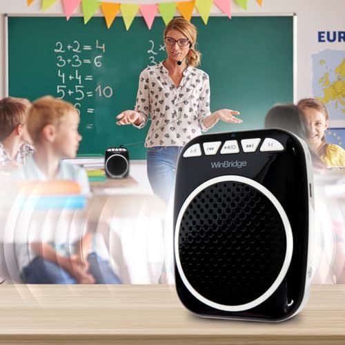 W WINBRIDGE 拡声器 ハンズフリー拡声器 小型 ポータブル拡声器 有線ヘッドマイク付き USBドライバ/TFカード対応 イベント 会議 店頭販売 観光ガイドなどに最適 拡声器WB001★m afa0e883