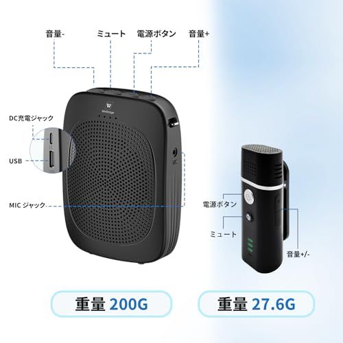 W Winbridge 15Ｗ 小型拡声器 ポータブル拡声器 ハンズフリースピーカー マイク付き PAシステム 拡声器 会議 教室 店頭販売 C006★m 296a4d3a