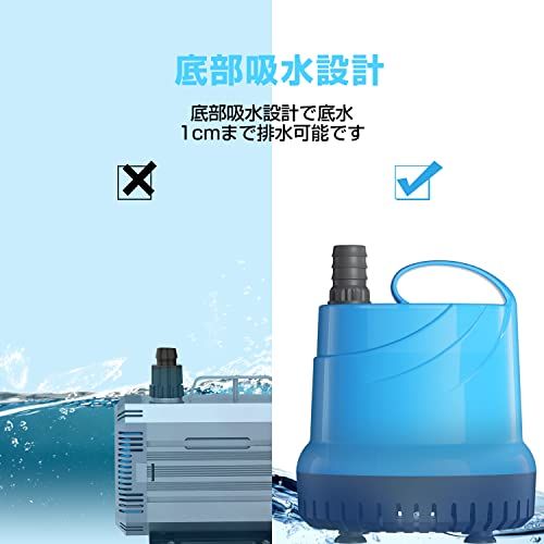 YOKEKON 水中ポンプ 100v 底部入水式 循環ポンプ 最大吐出量5000L/H 最大揚程5m 125W 省エネ 低騒音 水槽ウォーターポンプ 水槽ポンプ 排水ポンプ 電動 ウォーターポンプ 給水ポンプ 水族館給水 小型水中ポンプ プー 9338b576
