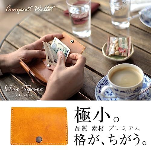 [DomTeporna] 小さい財布 本革 イタリアンレザー コンパクトな三つ折り ミニ財布 小銭入れあり メンズ レディース アンティークブラウン(艶あり)★m 9b9f6c9d