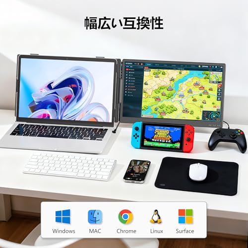 【新品】デュアルモニター 14インチ モバイルモニター 持ち運 IPSパネル ポータブルデュアルディスプレイ FHD 1080P ノートパソコンモニタ拡張2画面 び軽量、に適用ノートパソコン13-17インチ USB-C/HDMIポート付き、対 d7bdf58d