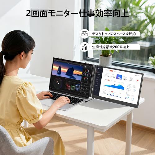 【新品】デュアルモニター 14インチ モバイルモニター 持ち運 IPSパネル ポータブルデュアルディスプレイ FHD 1080P ノートパソコンモニタ拡張2画面 び軽量、に適用ノートパソコン13-17インチ USB-C/HDMIポート付き、対 d7bdf58d