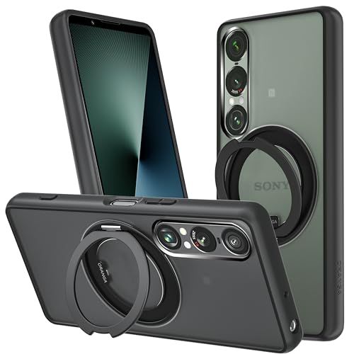 【新品】【改善型】 ORANGA SONY Xperia 1 VII ケース 【360度回転できるスタンド】 多機能一体 縦横両対応 マグネット搭載 MagSafe対応 ストラップホール付き 薄型 半透明 指紋防止 米軍MIL規格耐衝撃 リン 144b5a7a