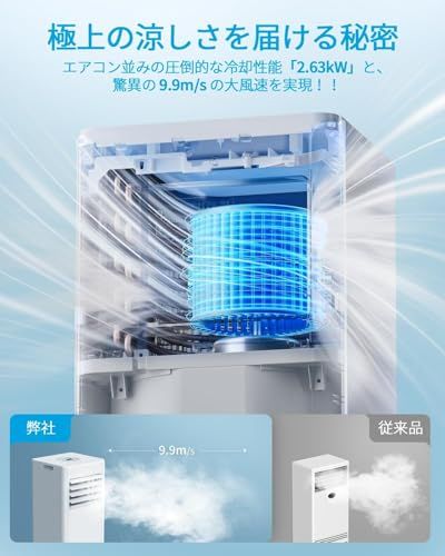 【新品】スポットクーラー 家庭用 ポータブルエアコン 工事不要 2.63kW【Poco’ce雑誌強力推薦】スポットエアコン 冷房9畳 除湿40L/日 送風 ノンドレン式 ポータブルクーラー 静音 小型 業務用 移動式エアコン 置き型 移動式ク 512845c3