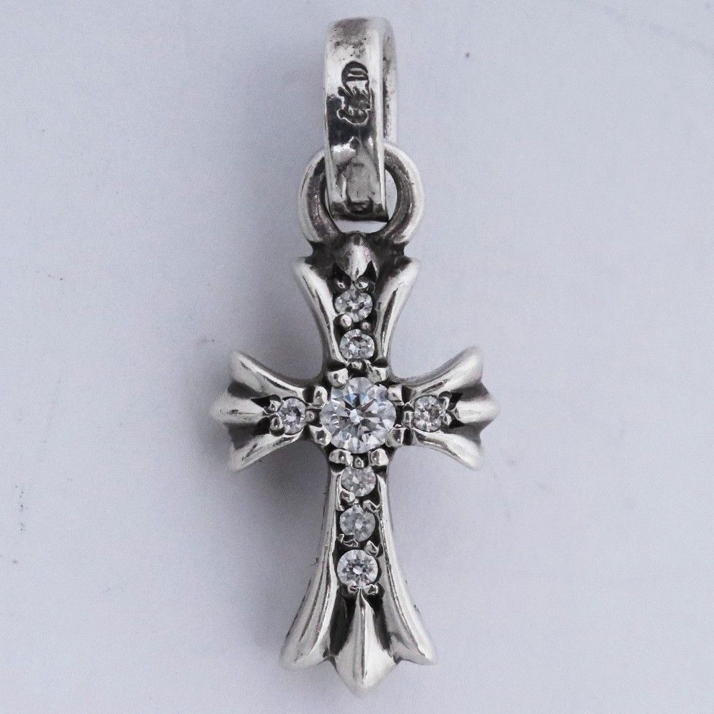 CHROME HEARTS CHクロスベビーファットチャーム withパヴェダイヤモンド シルバー