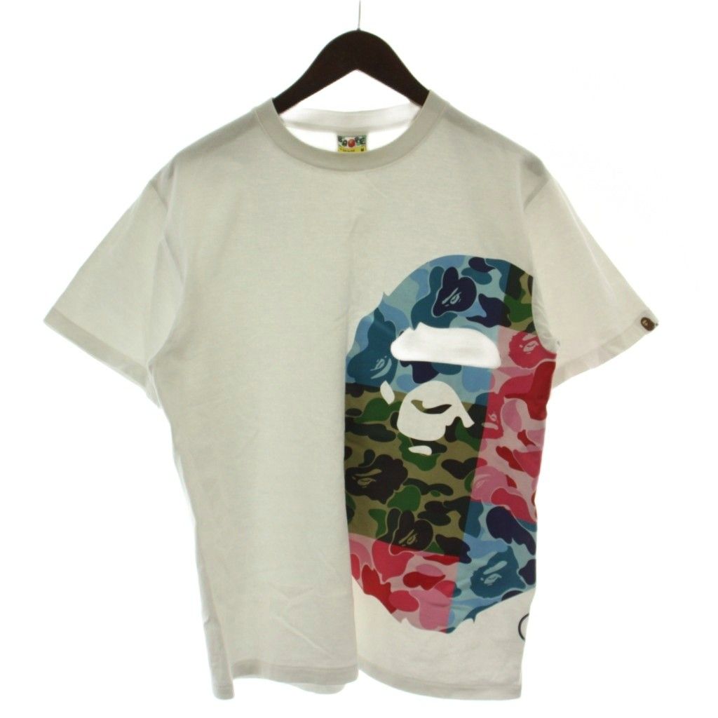 アベイシングエイプ A BATHING APE ABC CAMO CRAZY SIDE BIG APE HEAD TEE Tシャツ M 白 半袖 プリント 001TEI301067M /GG