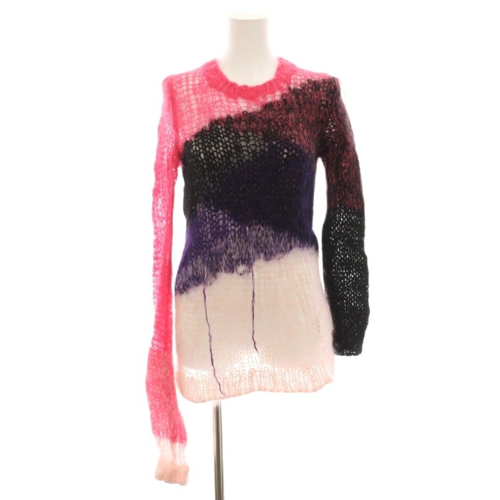 ジュンヤワタナベ JUNYA WATANABE コムデギャルソン comme des garcons AD2006 パンクセーター Punk Sweater ニット クルーネック 長袖 変形 アシンメトリー S ピンク 黒 ブラック JR-N011 /YT