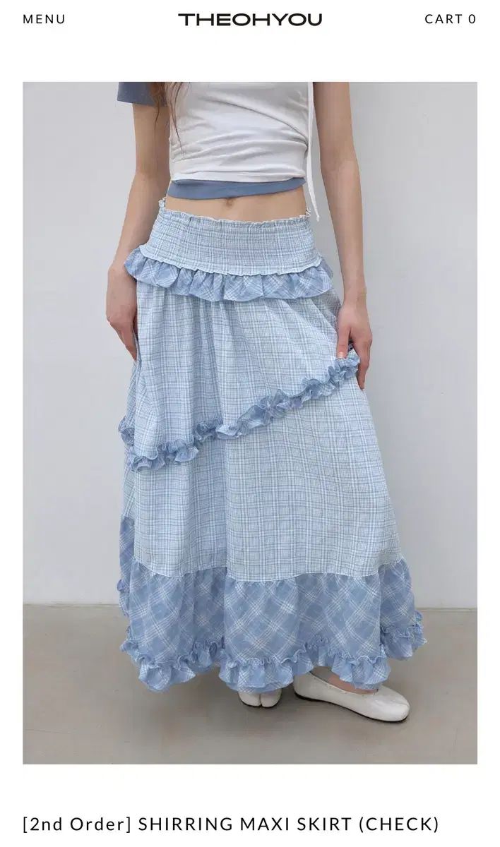 더오유 SHIRRING MAXI SKIRT (CHECK) ザ・オユ SHIRRING MAXI SKIRT (CHECK)