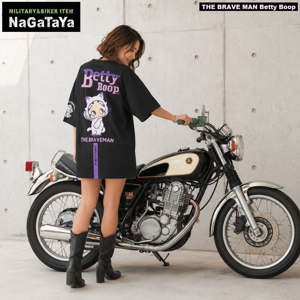 THE BRAVE MAN Betty Boop ブレイブマン ベティブープコラボ ロゴ刺繍 BIGシルエット 天竺 半袖Tシャツ Sサイズ BBB-2423 メンズ