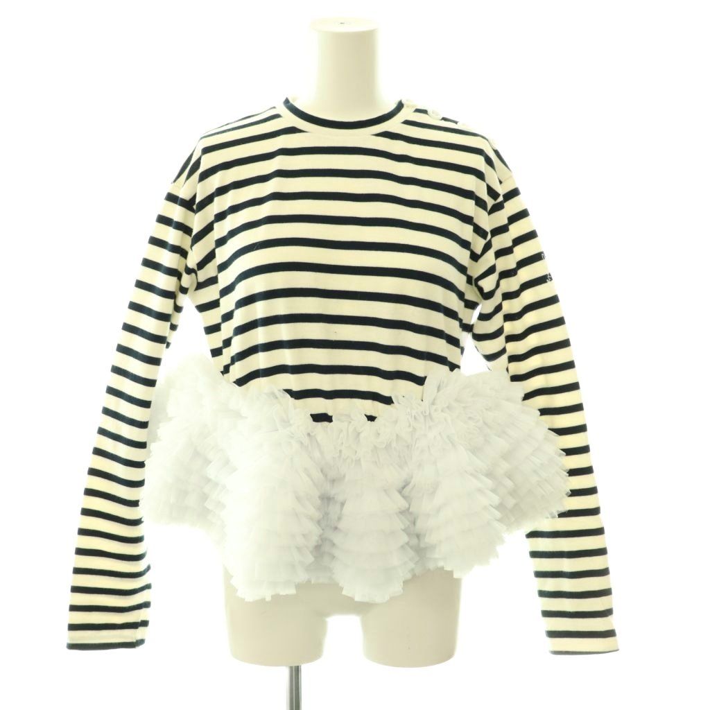 ビビィ biby FRANCINE TULLE TOP トップス カットソー ボーダー チュール 長袖 F オフホワイト /HS ■OS