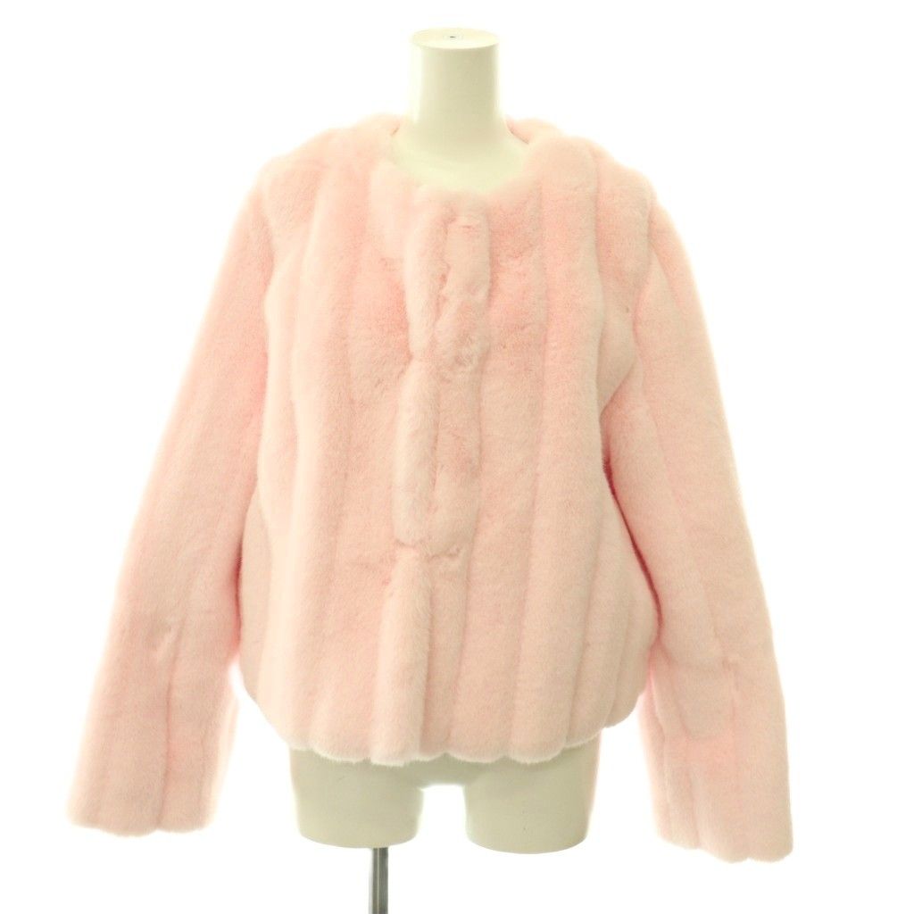 レモンプレット LEMONPLET 25AW エコファーショートジャケット ノーカラー S ピンク /HK ■OS