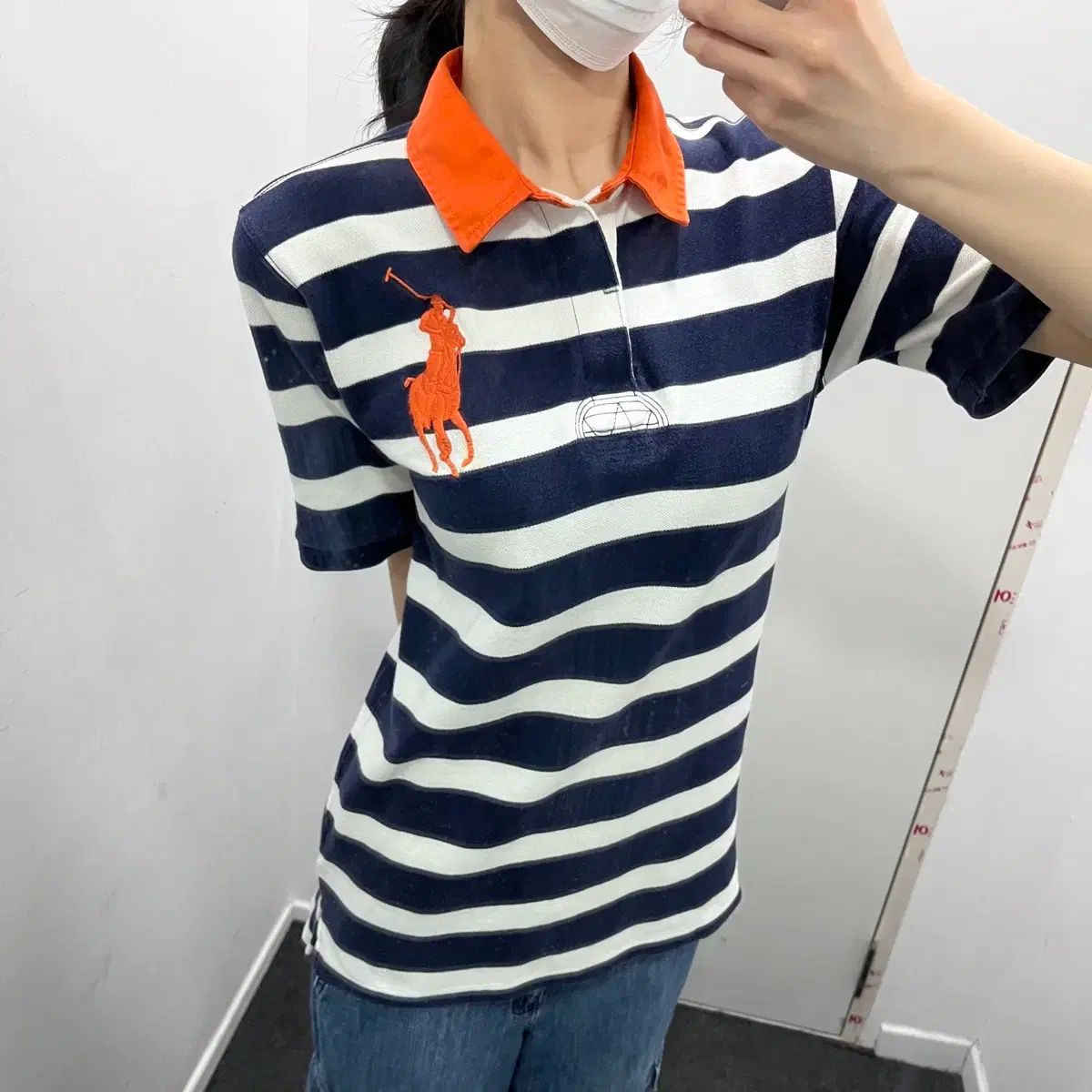 ポロ BIGポニー ストライプ オレンジ ネイビー pk 半袖 Tシャツ