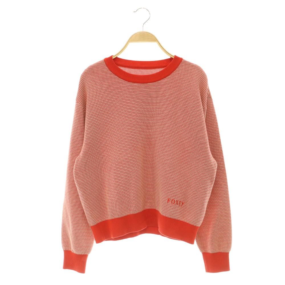 フォクシー FOXEY Knit Top Santal Rouge ニット セーター 長袖 ボーダー 40 レッド 42600 /MY ■OS