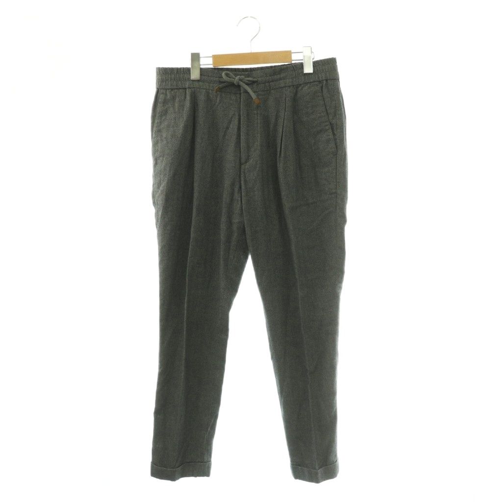 ブルネロクチネリ BRUNELLO CUCINELLI LEISURE FIT ドローコード ヘリンボーン パンツ テーパード 48 グレー /MI ■OS