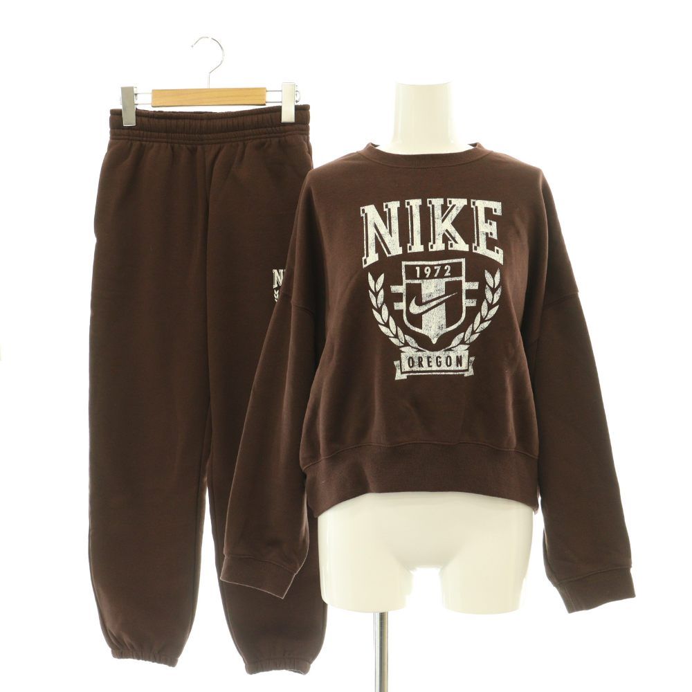 ナイキ NIKE 24SS トレンド フリースクルー スウェット プルオーバー パンツ キッズ セットアップ L M ブラウン /HK ■OS