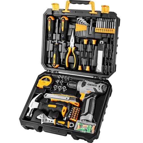 工具セット 126点組 ピンク ホームツールセット 家庭用 ツールセット 日曜大工 DIYセット 作業工具セット 家具の組み立て 住まいのメンテナンス用 修理道具セット 便利な収納ケース付き グレー
