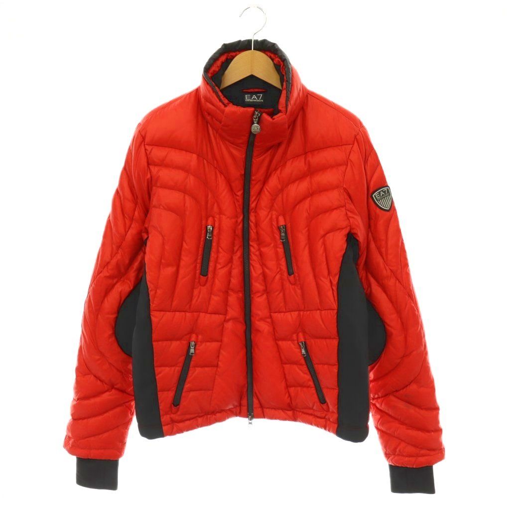 エンポリオアルマーニ EMPORIO ARMANI EA7 ダウンジャケット ナイロン M レッド ブラック /ES ■OS
