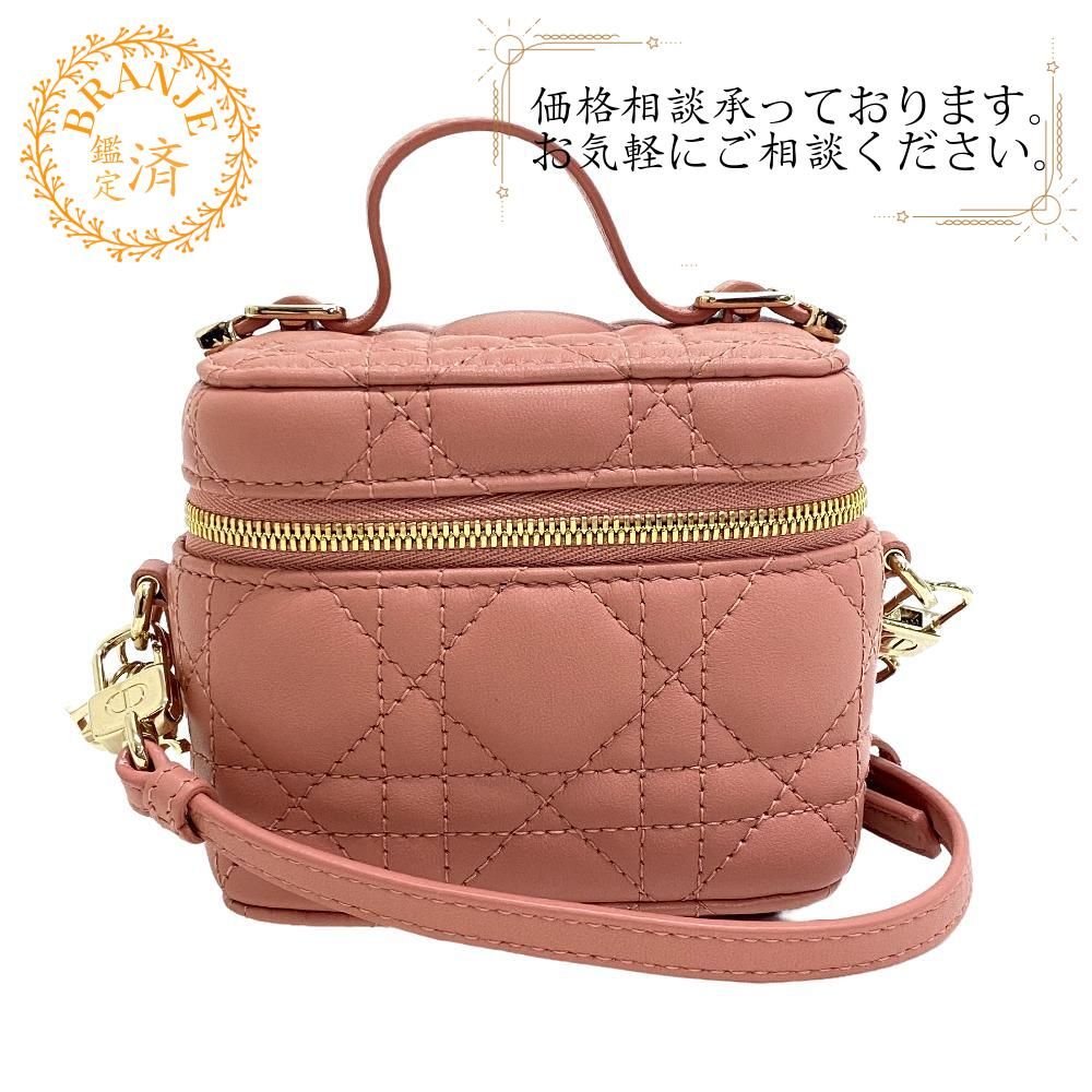 Christian Dior/クリスチャンディオール バニティ 2way カナージュ ショルダー ラムスキン 化粧ポーチ ピンク レディース ブランド